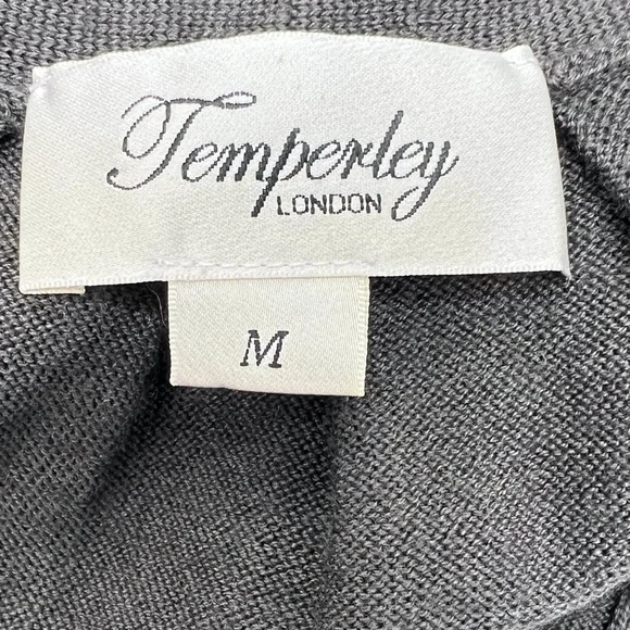 TEMPERLEY LONDON OLIVE GREEN WOOL & SILK TIE FRONT PEPLUM OPEN CARDIGAN